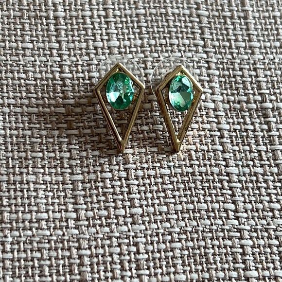 Francesca’s Collections Turquoise Gold Geometric Stud Earrings - Picture 4 of 5